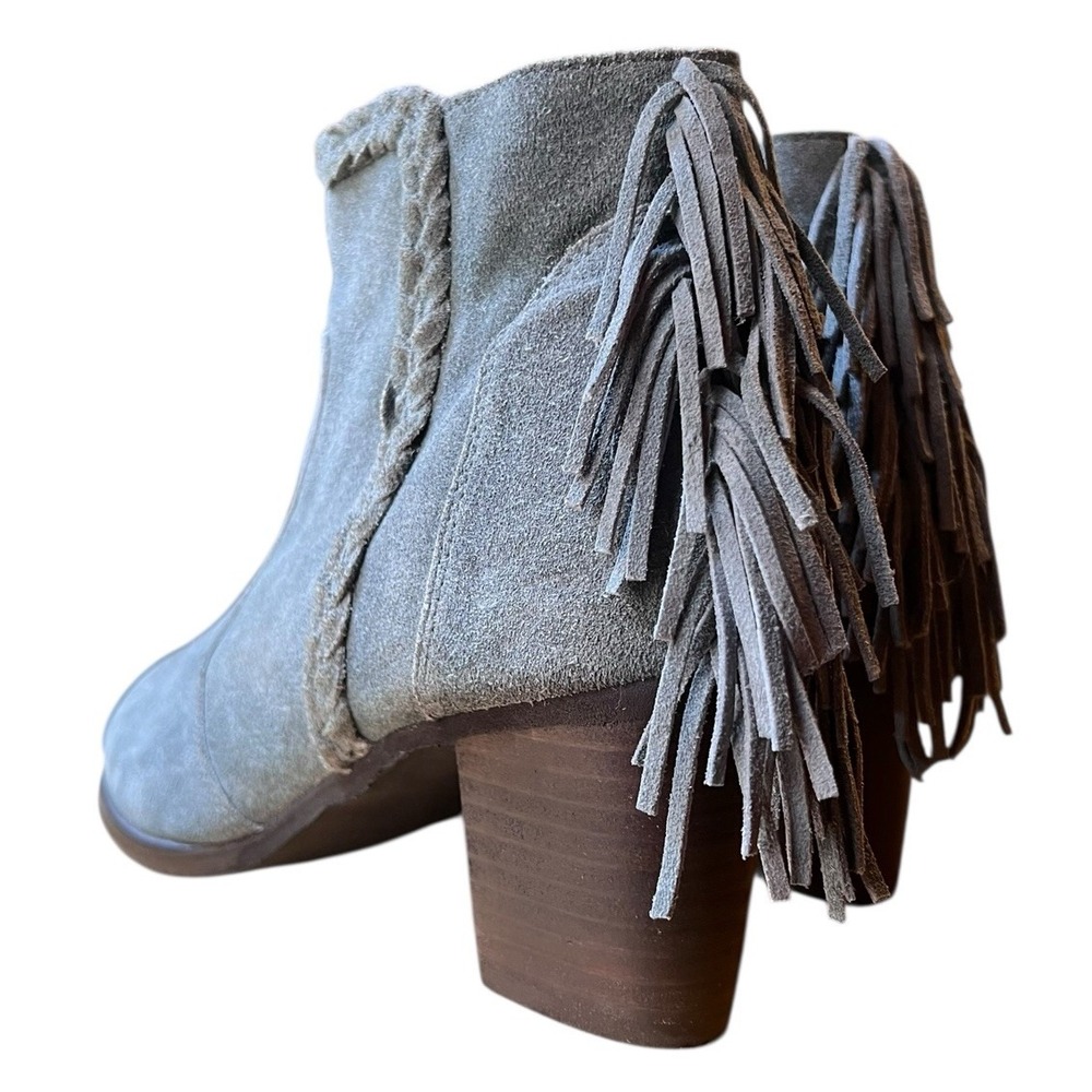 Matisse Lucinda Fringe Braided Western Blue Suede Leather Ankle Boots Sz 8.5